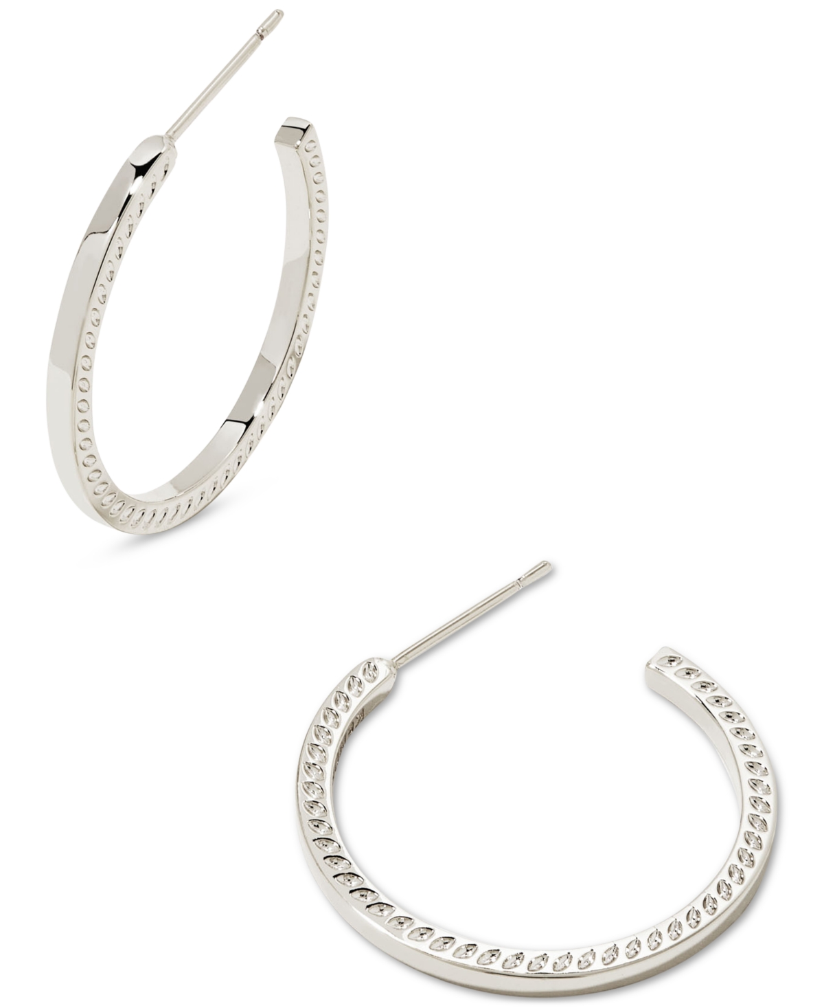 Kendra Scott Rhodium Plated Small Hoofprint Trim C Hoop Earrings