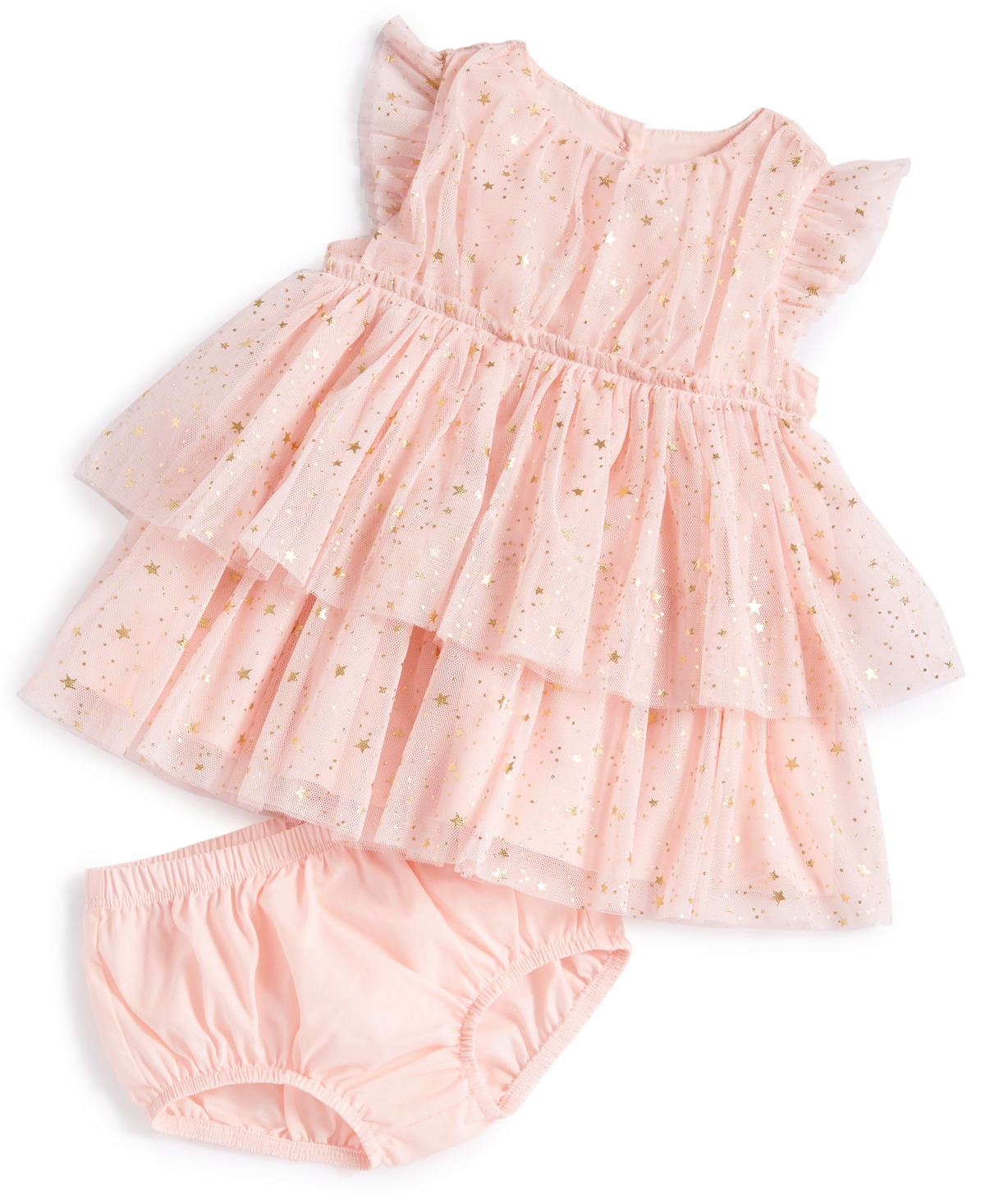 First Impressions Baby Girls Tulle Layered Dress, Created For Macy's In Creamy Berry