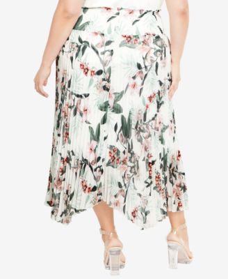 Plus Size Natalie Print Midi Skirt