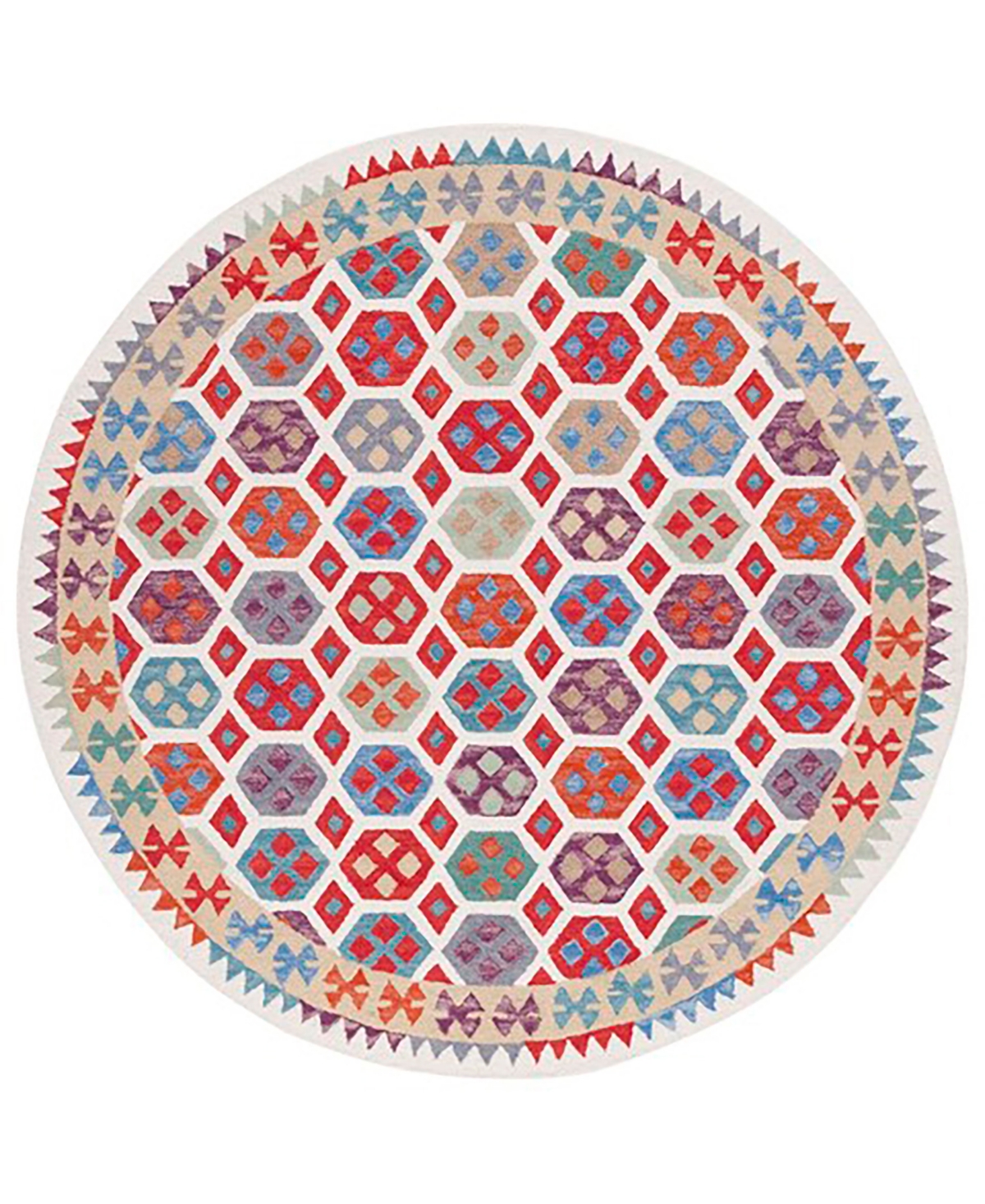 Safavieh Aurora APN410 7' x 7' Round Area Rug - Ivory, Red