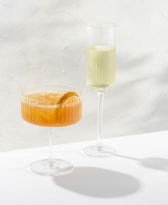 Elle Ribbed Stemmed Champagne Glass 2 Piece Set