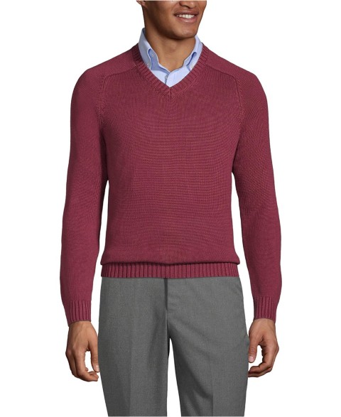 Мужские Lands' End Men's Cotton Modal V-neck Sweater