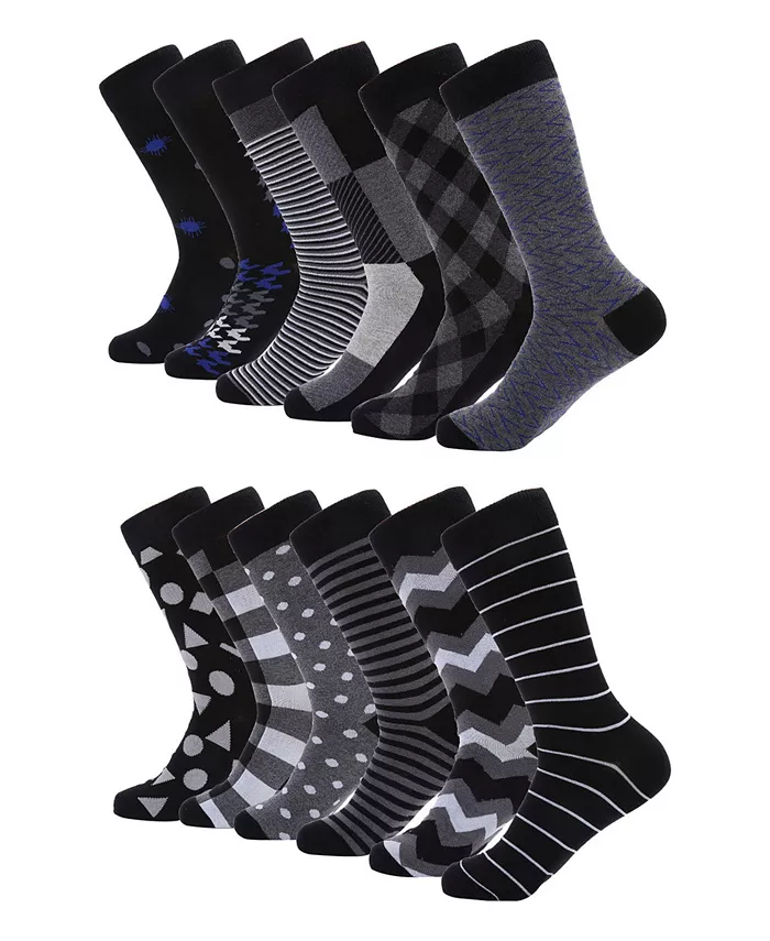 Men's Smooth Dress Crew Socks 12 Pack
