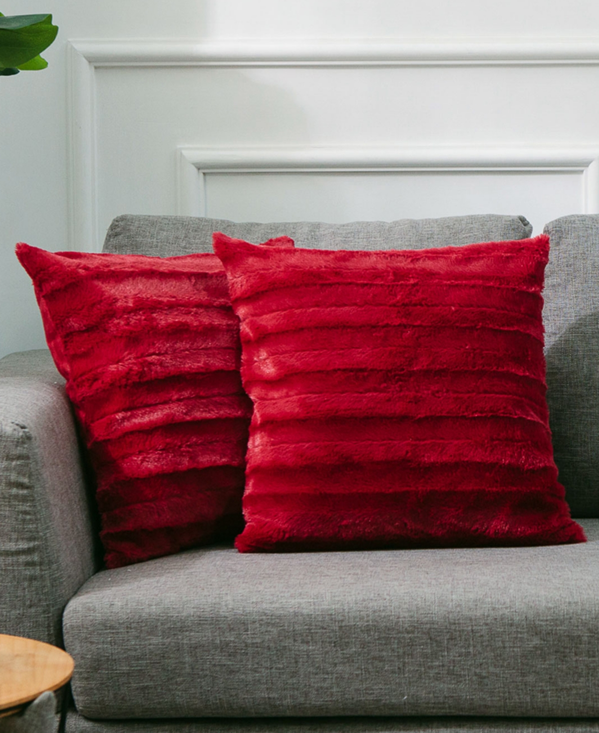 Cheer Collection Plush Reversible Faux Fur 2-Pack Decorative Pillow, 22