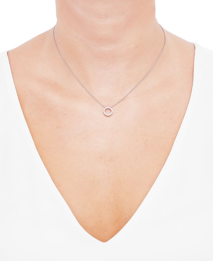 Macy's Diamond Circle 17" Pendant Necklace (1/6 ct. t.w.) in 14k White