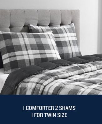 Cross View Plaid Brushed Micro Suede Comforter Sets