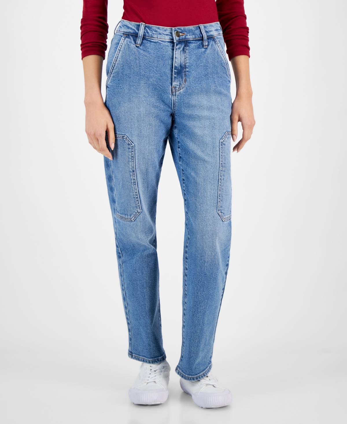 And Now This Women's Utility Straight Leg Jeans In Medium Wash