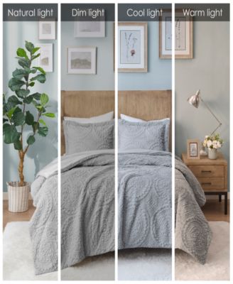 Arya Embroidered Medallion Faux Fur 3-Pc. Comforter Set, King/California King