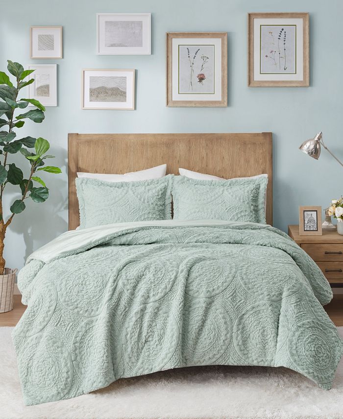 Madison Park Arya Medallion Embroidered Faux Fur 2-Pc. Comforter Set Twin/Twin XL