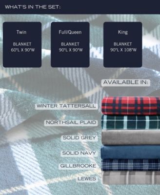 North Sail Plaid Ultra Soft Plush Fleece Blanket, Full/Queen