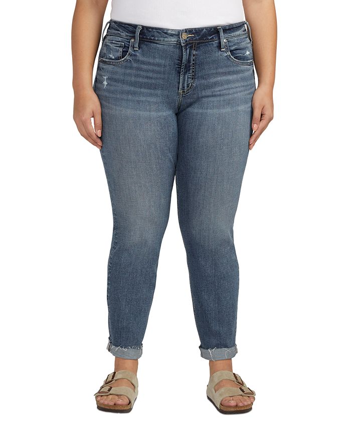 Silver Jeans Co. Plus Size Mid-Rise Slim-Leg Jeans - Macy's