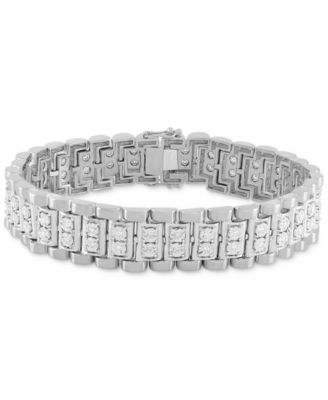 Macy's - Men's Diamond Link Bracelet (1 ct. t.w.) in Sterling Silver & 14k Gold-Plate