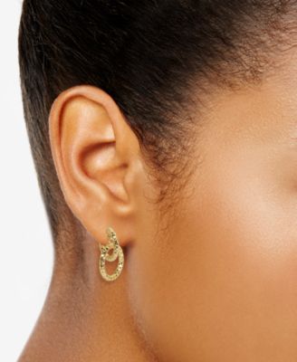 Textured Circle Doorknocker Drop Earrings in 10k Gold