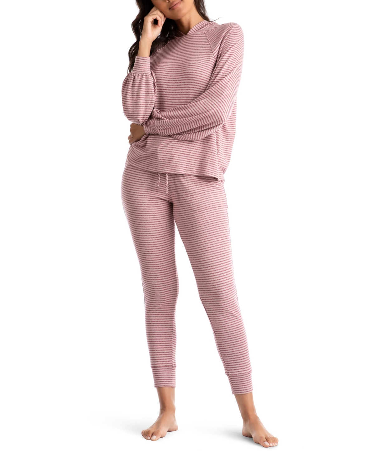 Women's Juno Hacci 2 Piece Pajama Set - Pink Wine