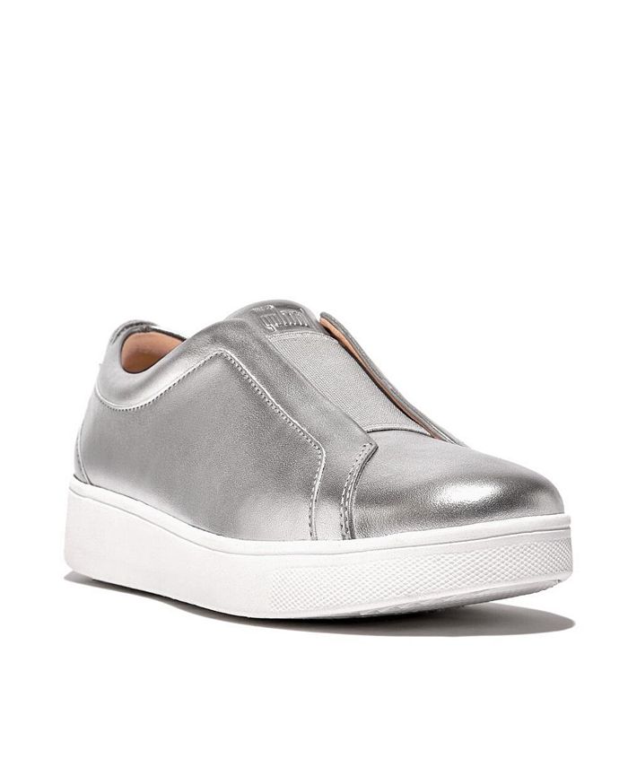 FitFlop Women's Rally Elastic Tumbled-Leather Slip-On Trainers - Macy's