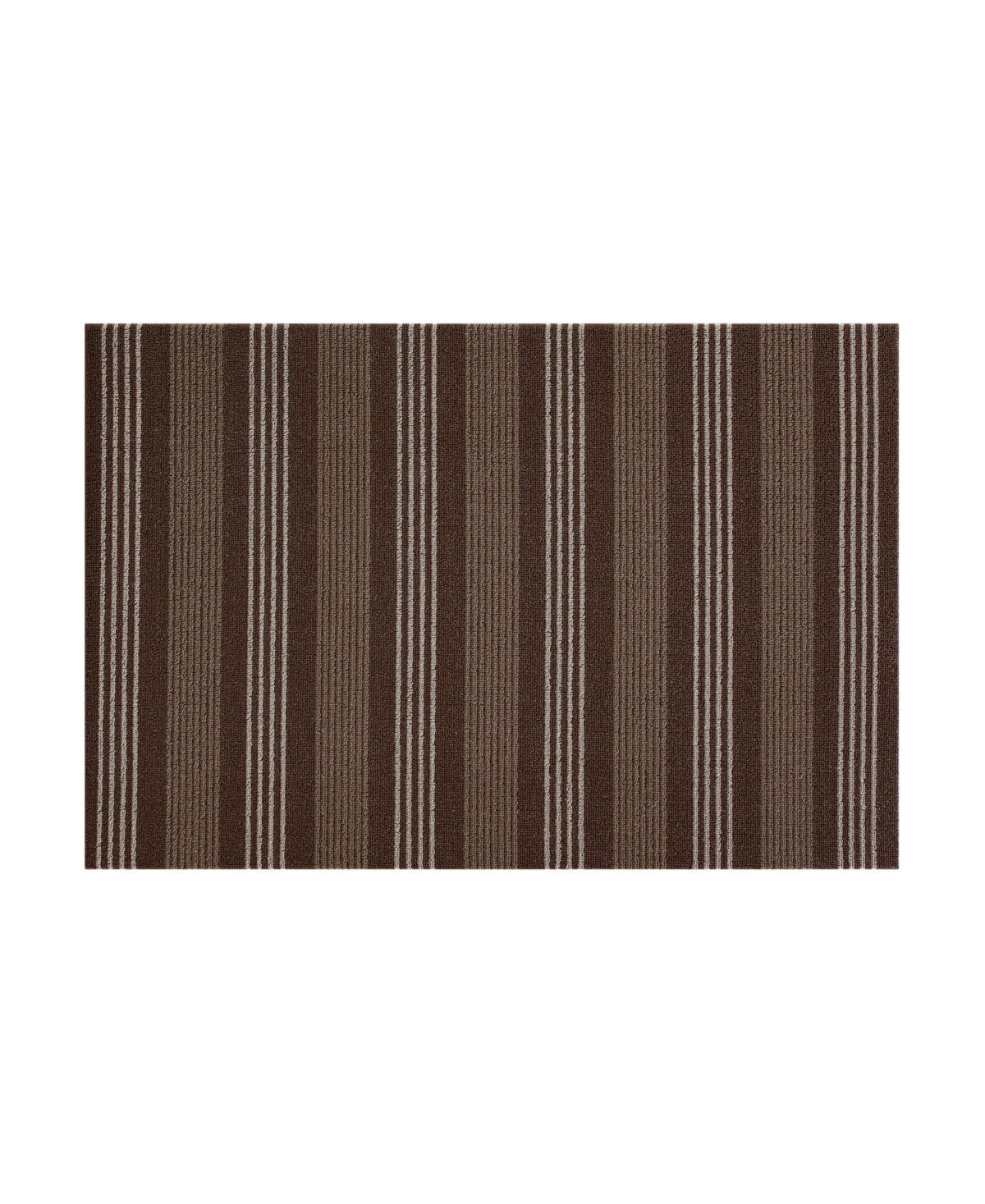 Nautica Polyvinyl Chloride Loop Utility Indoor Or Outdoor Striped Mat, 24" X 36" In Brown