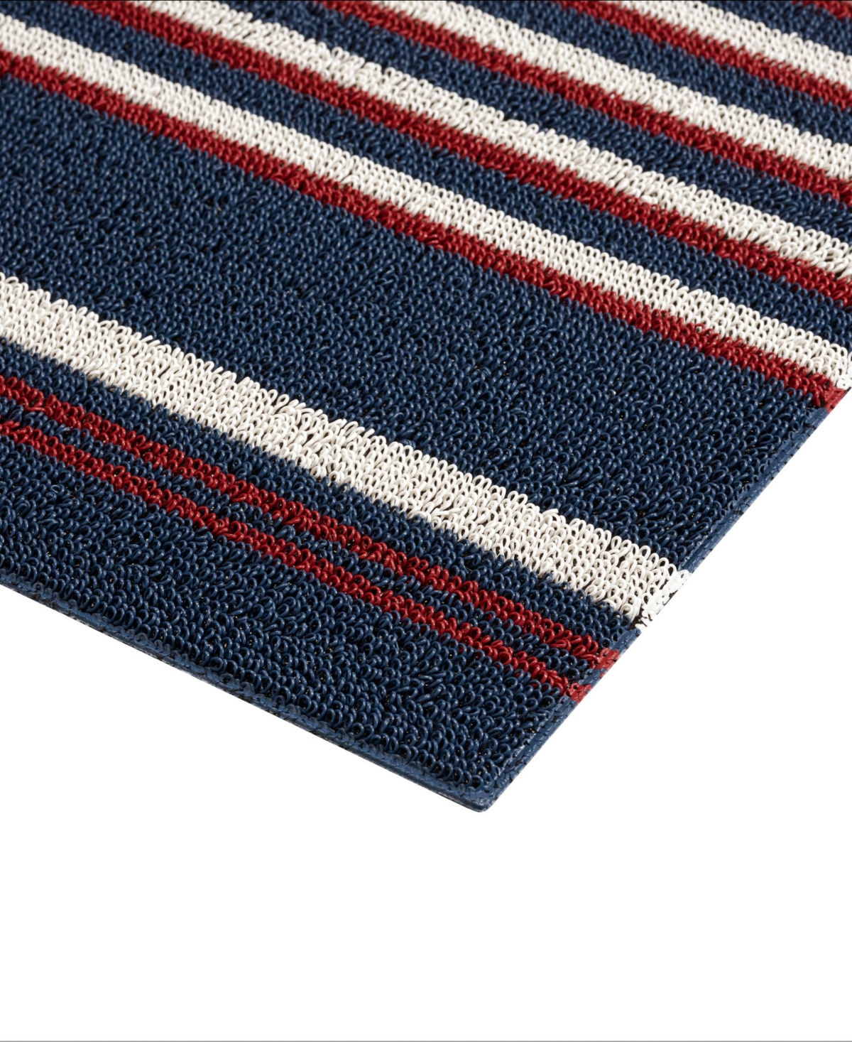 Nautica Polyvinyl Chloride Loop Utility Indoor or Outdoor Striped Mat