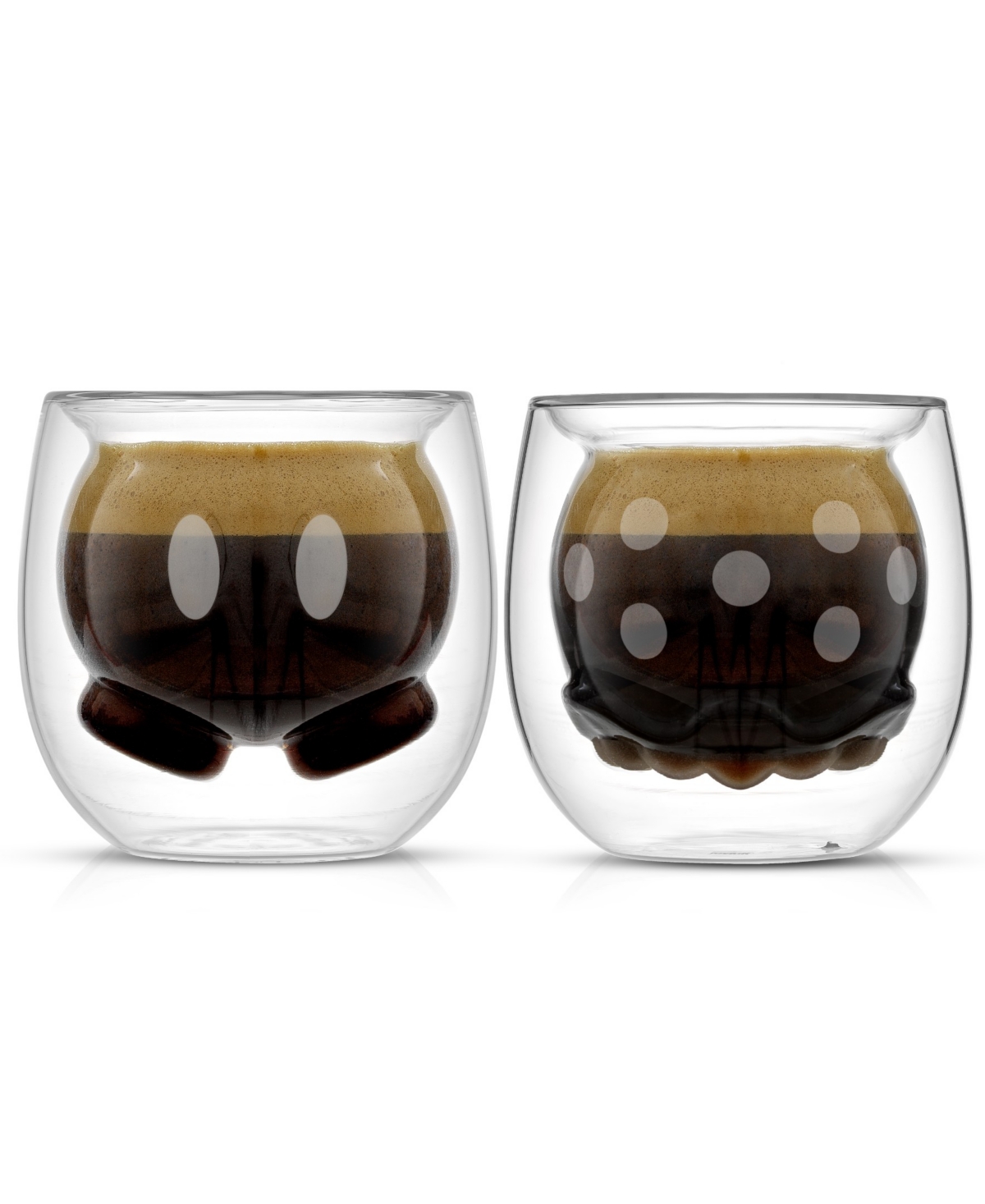 Joyjolt Disney Mickey Pants Minnie Skirt Double Wall Espresso Glasses - Set Of 2 In Clear