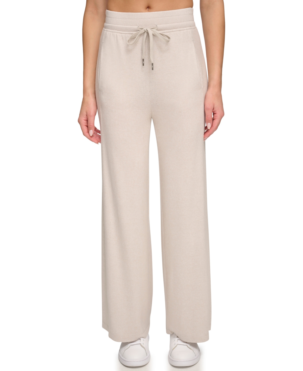 Shop Marc New York Andrew Marc Sport Women's High Rise Hacci Wide Leg Pants With Pockets In Twine
