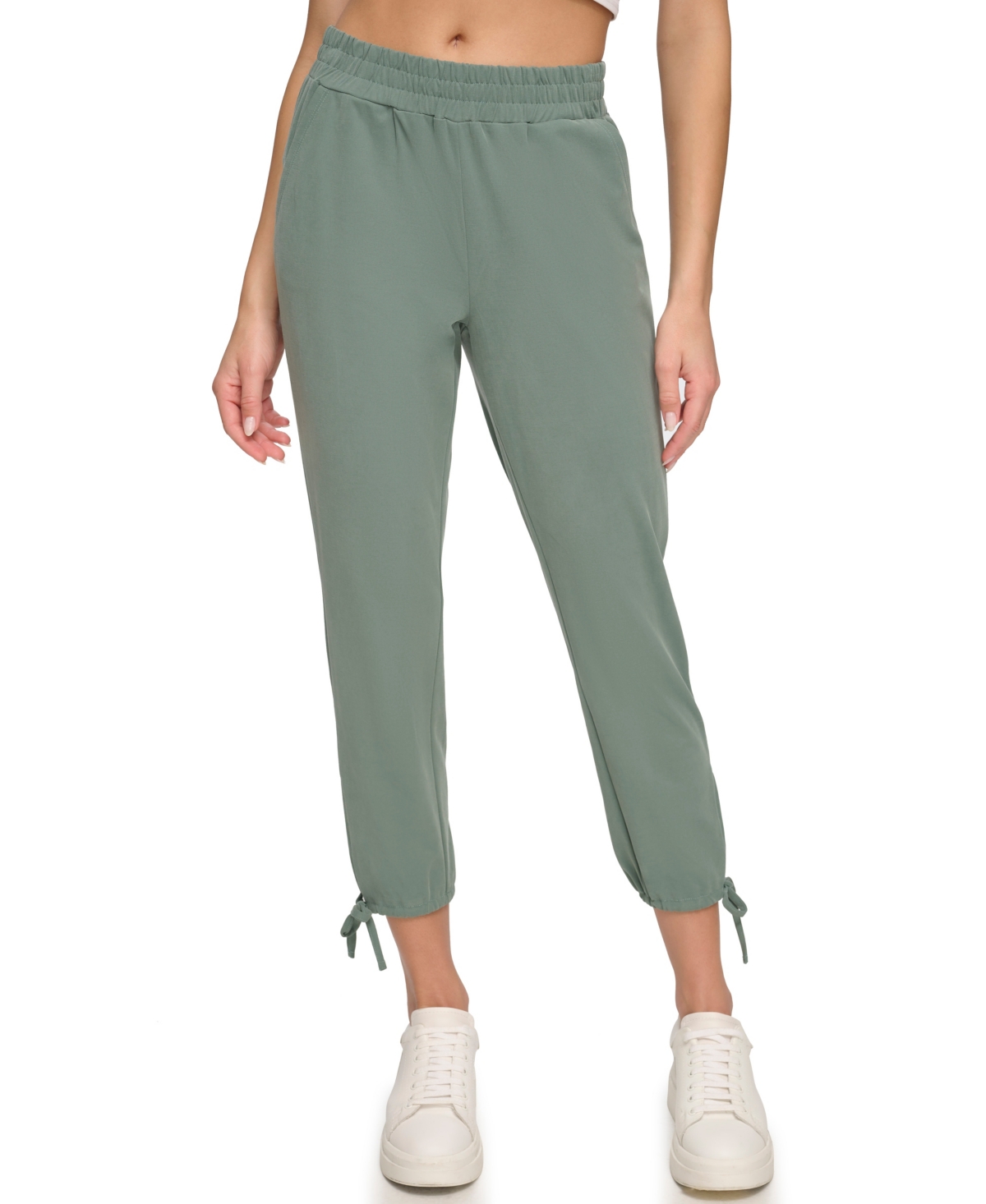 Marc New York Andrew Marc Sport Women's Pull On Sueded Pique Pants With Side Ties In Fern