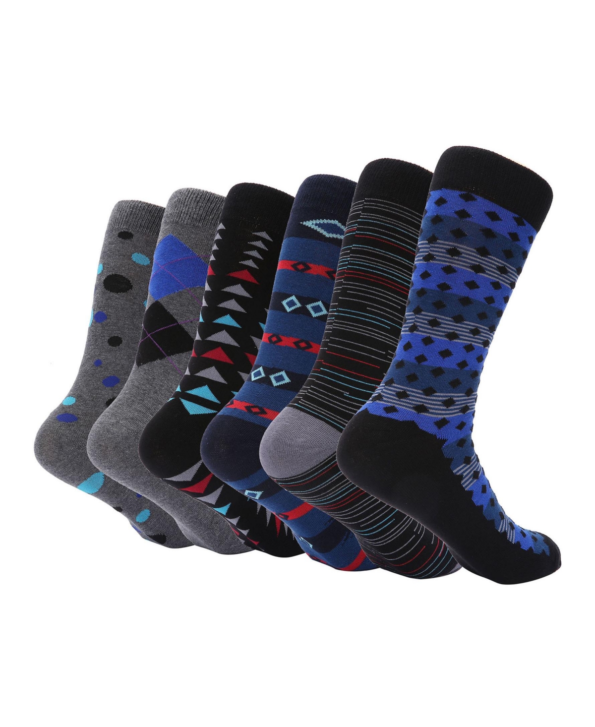Mio Marino Men's Sleek Flair Dress Crew Socks 6 Pack