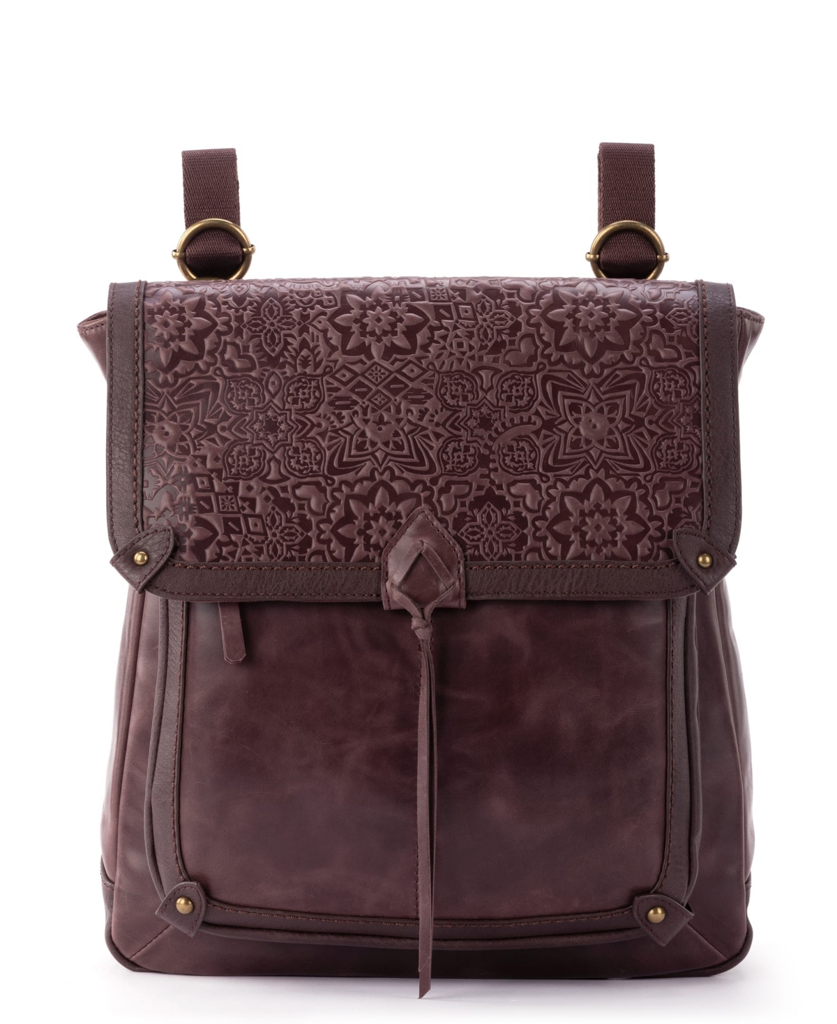 Women's Ventura Leather Convertible Backpack - Mahogany Tile Emboss