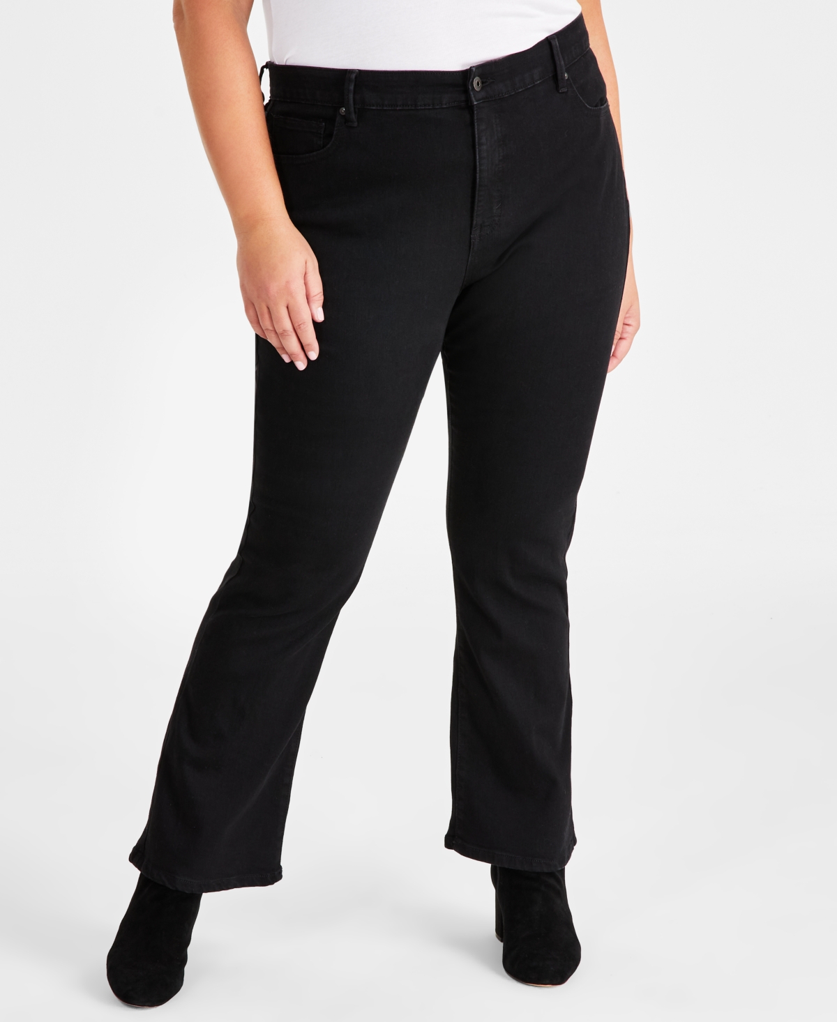 Style & Co Plus Size High-rise Bootcut Jeans, Created For Macy's In Deep Black