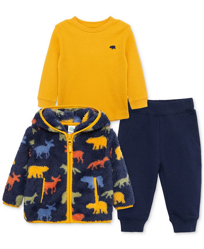 Little Me Baby Boys Woodland FauxSherpa Jacket, LongSleeved Top and