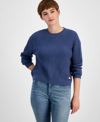 Women's Crewneck Chevron-Knit Sweater