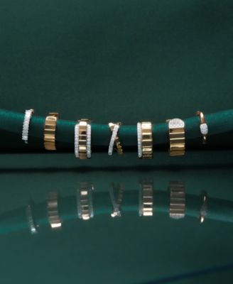 Diamond Edge Small Huggie Hoop Earrings (1/6 ct. t.w.) in Gold Vermeil, Created for Macy's