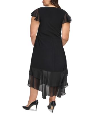 Plus Size Flutter-Sleeve A-Line Dress