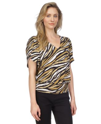 Michael Kors - Women's Printed Tulip-Sleeve Smocked Blouse
