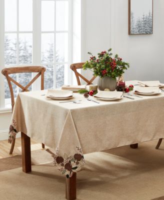 Elrene - Berry Pinecone Cutwork Tablecloth, 60" x 120"