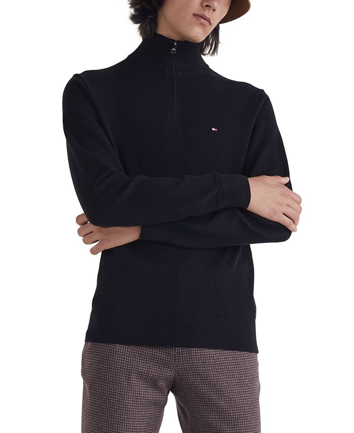 Tommy Hilfiger - 1/4-Zip Blend Mock Sweater Neck Men\'s Macy\'s Cotton Pima Cashmere Regular-Fit