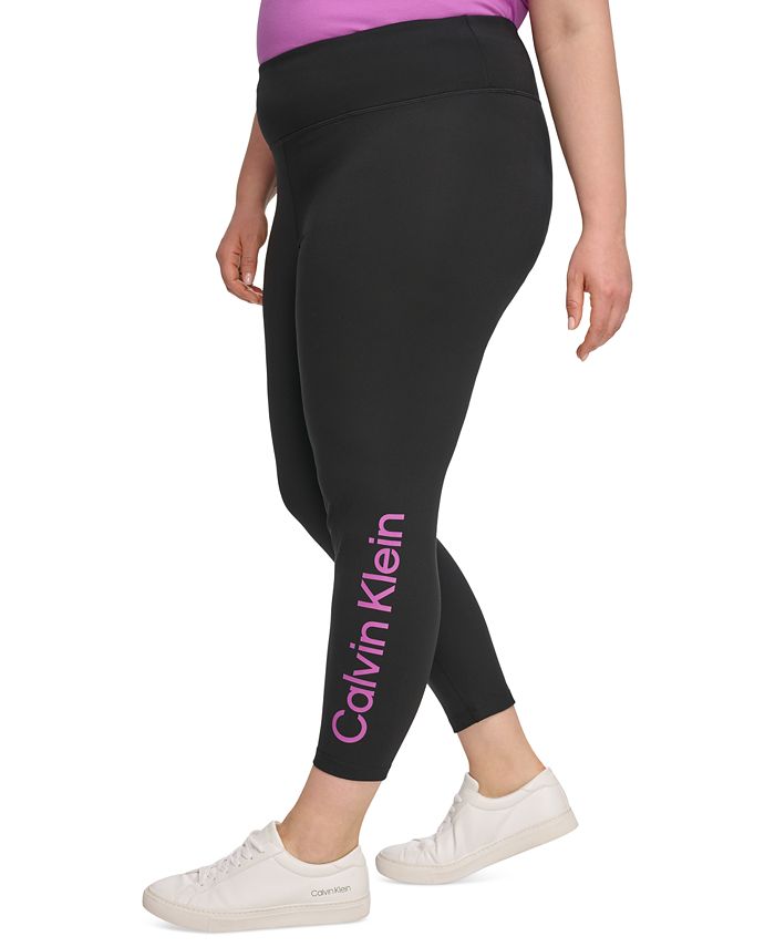 Calvin Klein Plus Size Logo-Print Cropped Leggings - Macy's