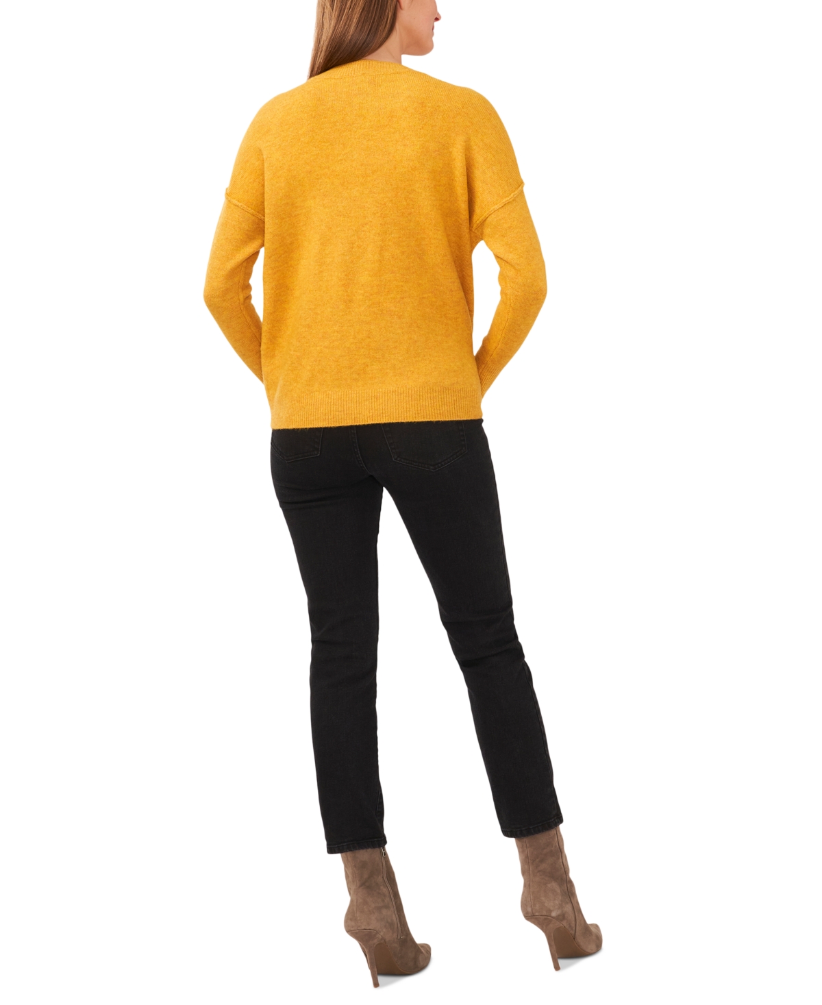 Vince Camuto Cozy Long Sleeve Extend Shoulder Sweater In Amber