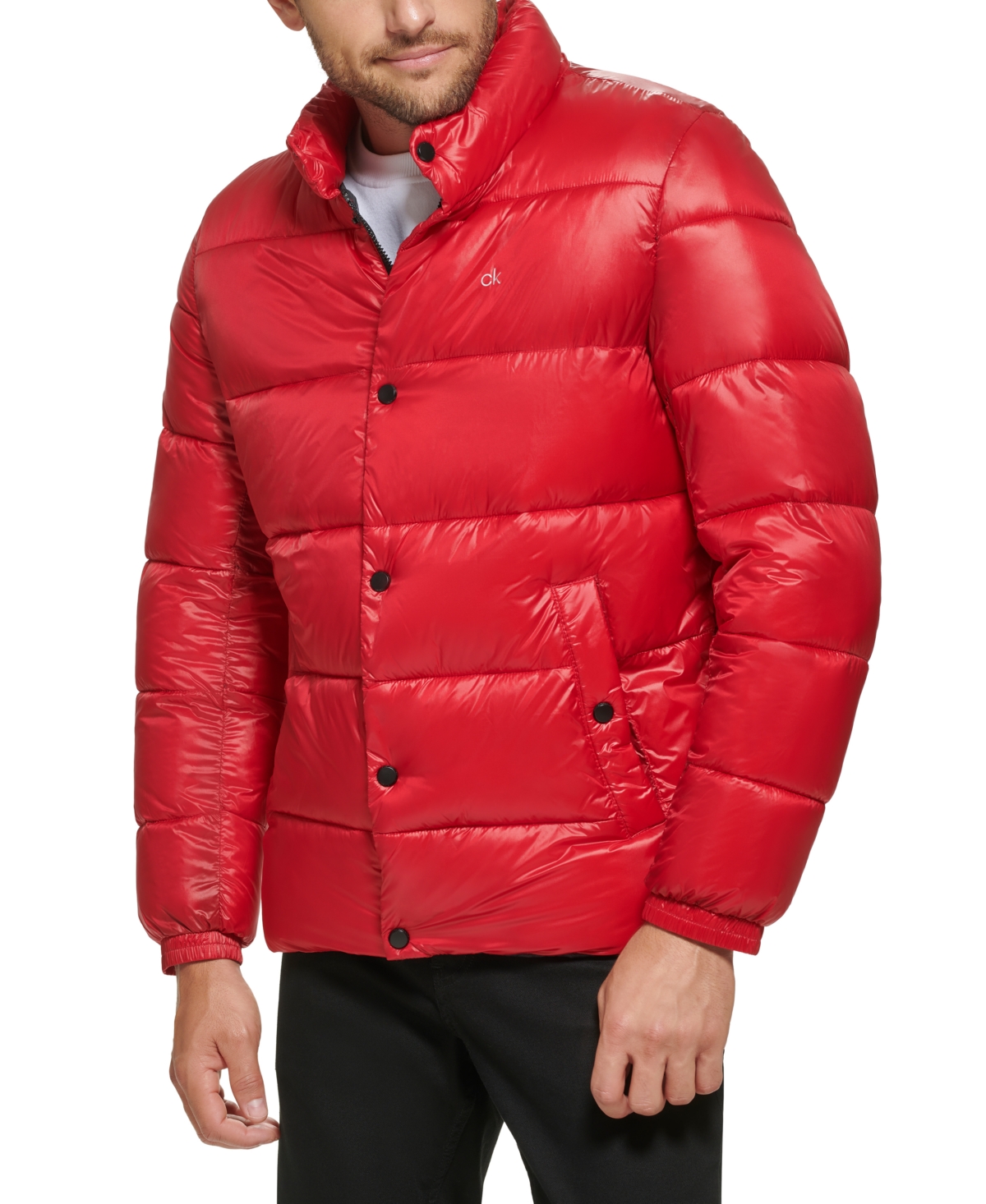 Calvin Klein Men's Quilted Water-resistant Puffer Jacket In Deep Red