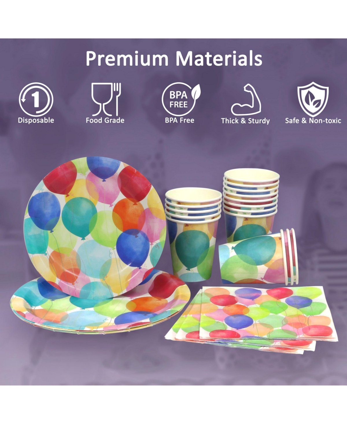 Shop Puleo Disposable Birthday Party Set, Serves 24, With Large And Small Paper Plates, Paper Cups, Straws, Nap In Green
