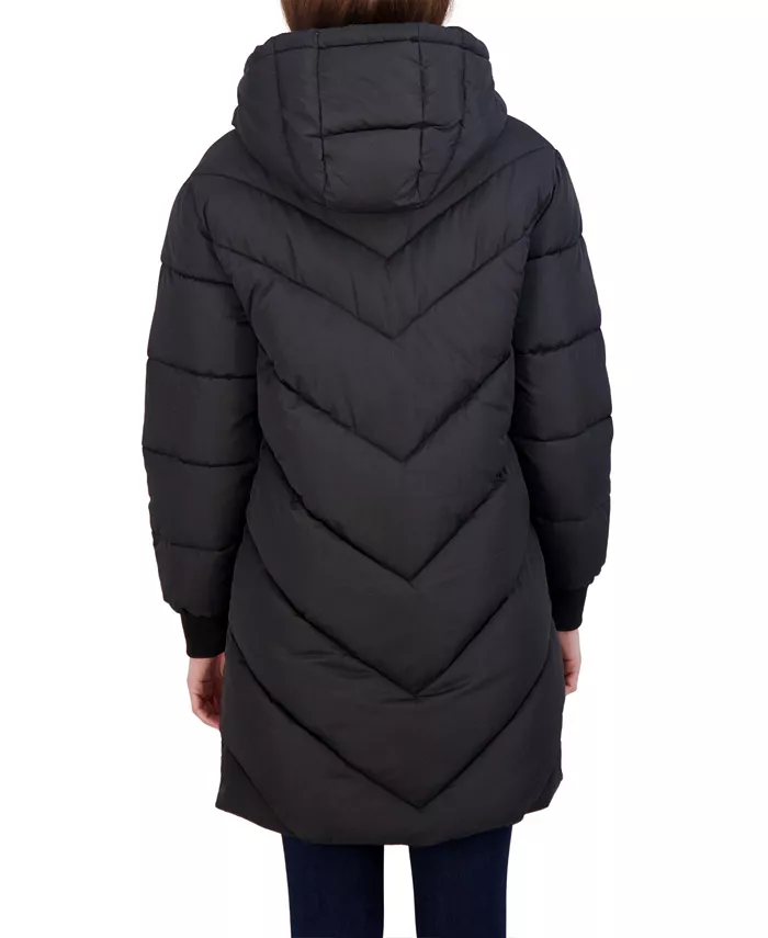 Juniors' 3/4 Puffer Jacket with Hood - thumbnail 8