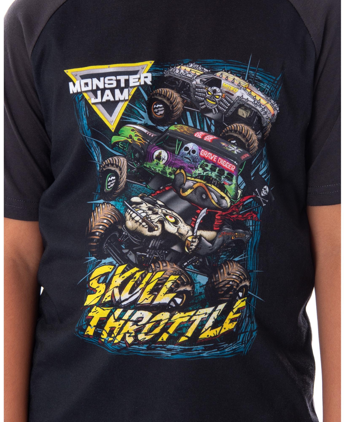 Monster Jam Boys Skull Throttle Monster Truck Shirt And Shorts 2 Piece Pajama Set (Md, 8)