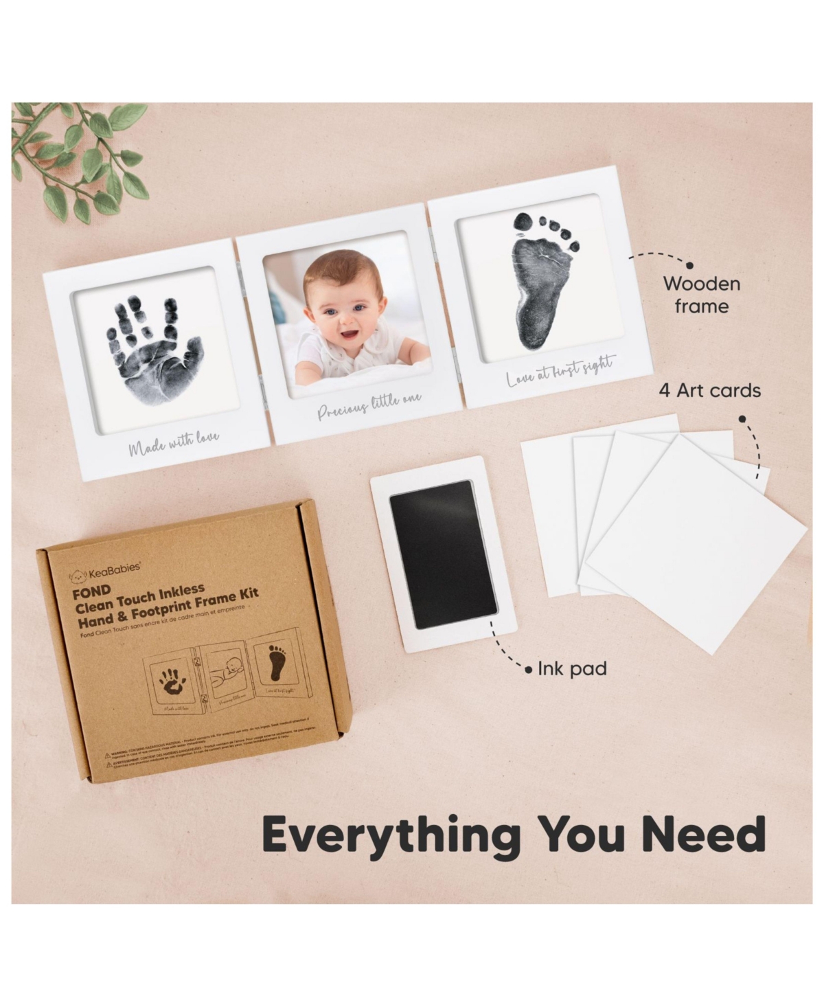 KeaBabies Fond Inkless Baby Handprint and Footprint Kit for Newborn Boys & Girls, Dog Paw Print Kit, Baby Gift -silver