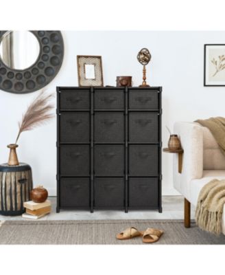 Heavy Duty 12 Cube Storage Organizer with Fabric Storage Bins