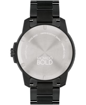 Men's Bold Titanium Sport Swiss Quartz Ionic Plated Black Titanium Watch 45mm