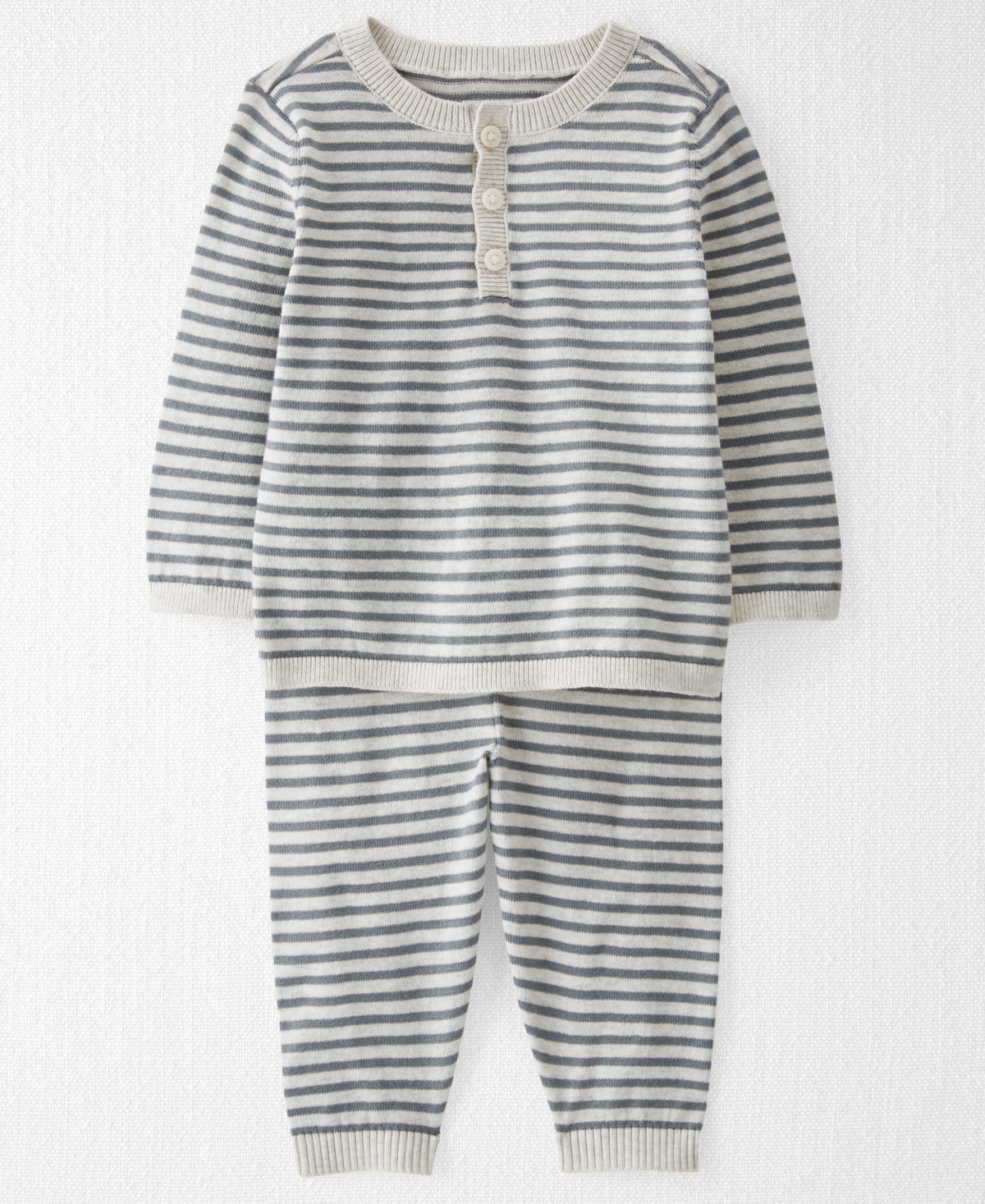 Carter's Little Planet By  Baby Boys Or Baby Girls 2-pc. Striped Organic Cotton Sweater Knit Top & Bo In Grey Heather