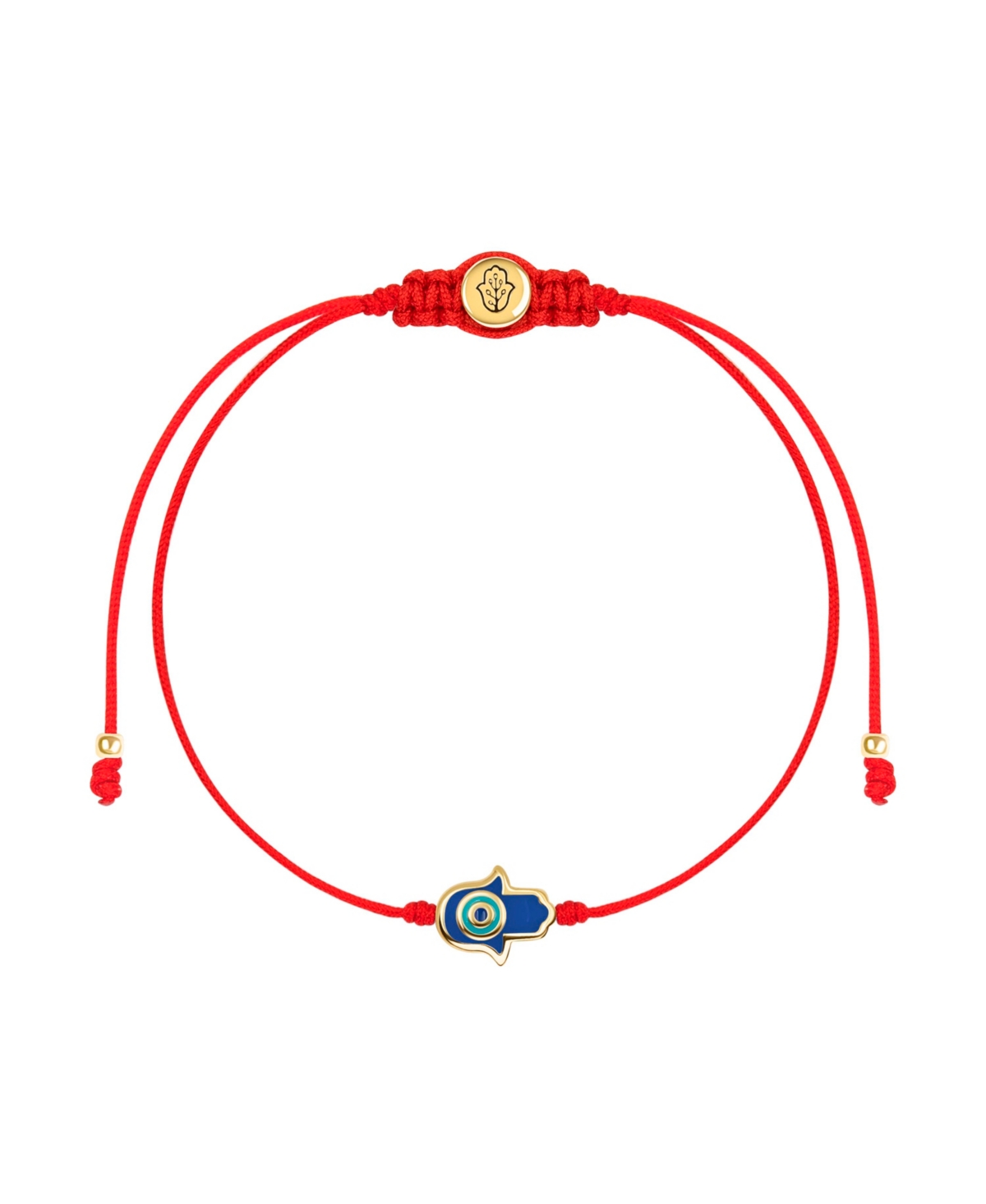 Ultimate Shield - Navy Enamel Hamsa Red String Bracelet - Red/gold/navy