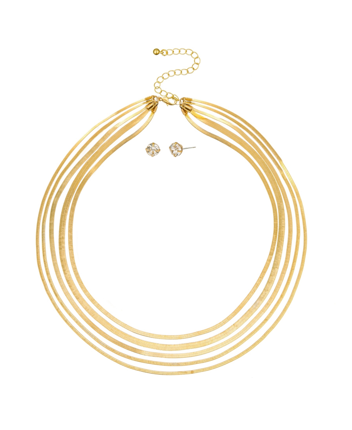 5Row Necklace And Earring Set - Gold