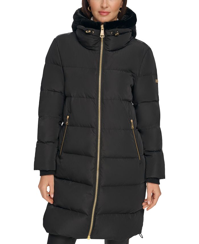 DKNY Women's Down Faux-Fur-Trim Hooded Puffer Coat - Macy's