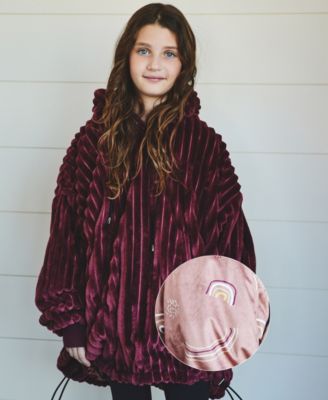 Oversized Wearable Reversible Color Kids Blanket, 31.5" x 42.8" 