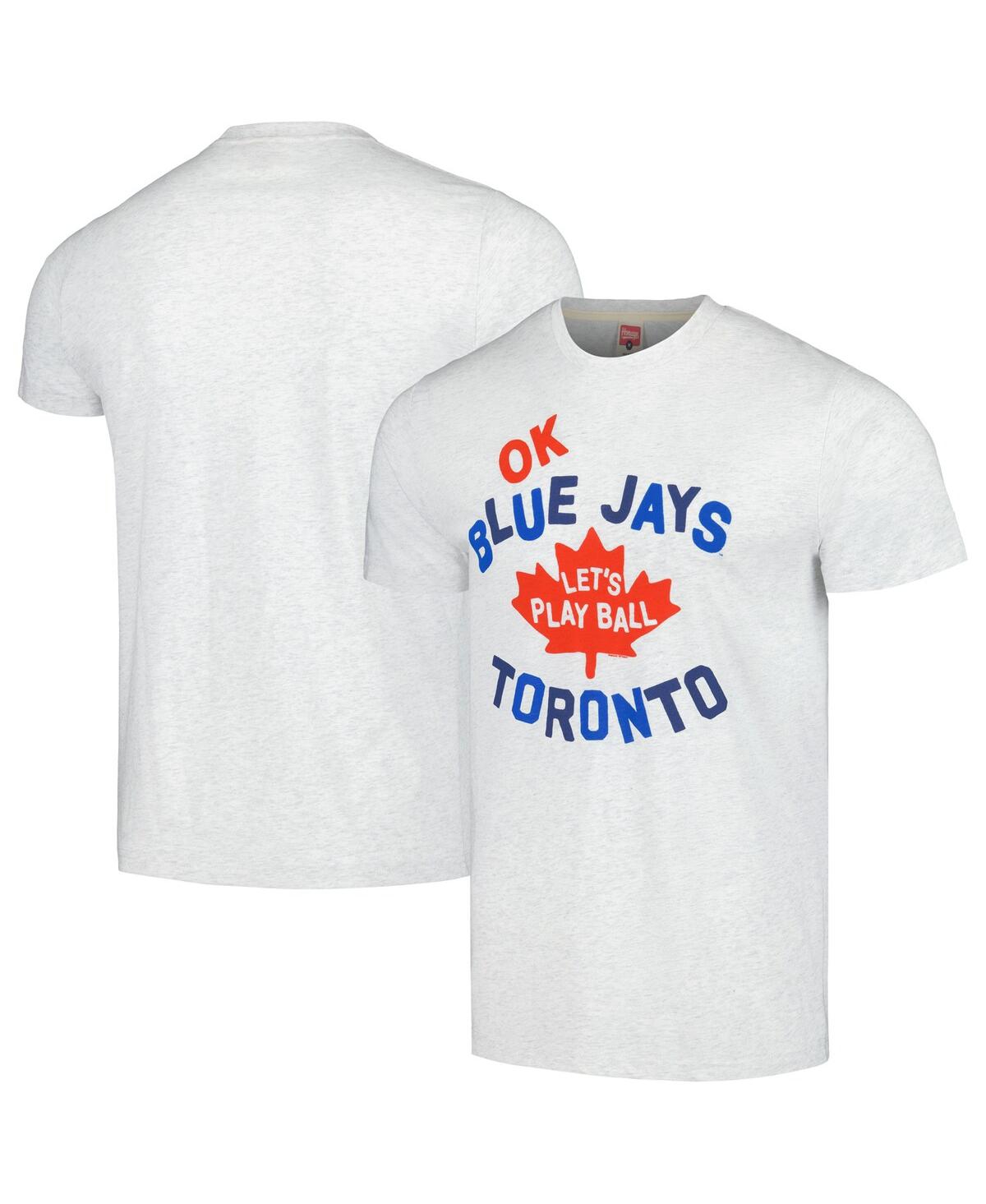 Homage Men's  Gray Toronto Blue Jays Doddle Collection Let's Play Ball Tri-blend T-shirt