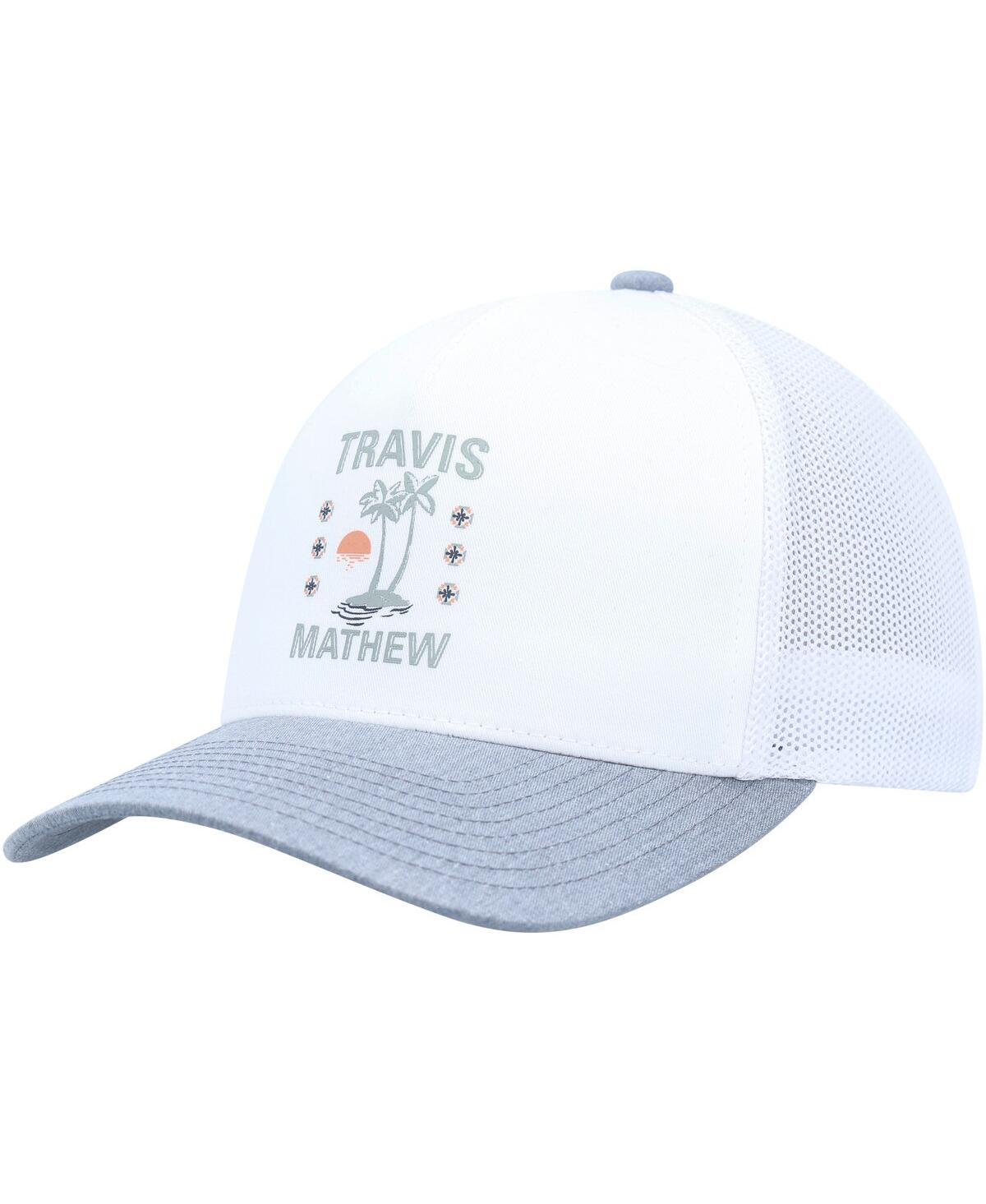 Travis Mathew Men's  White Address Unknown Trucker Adjustable Hat